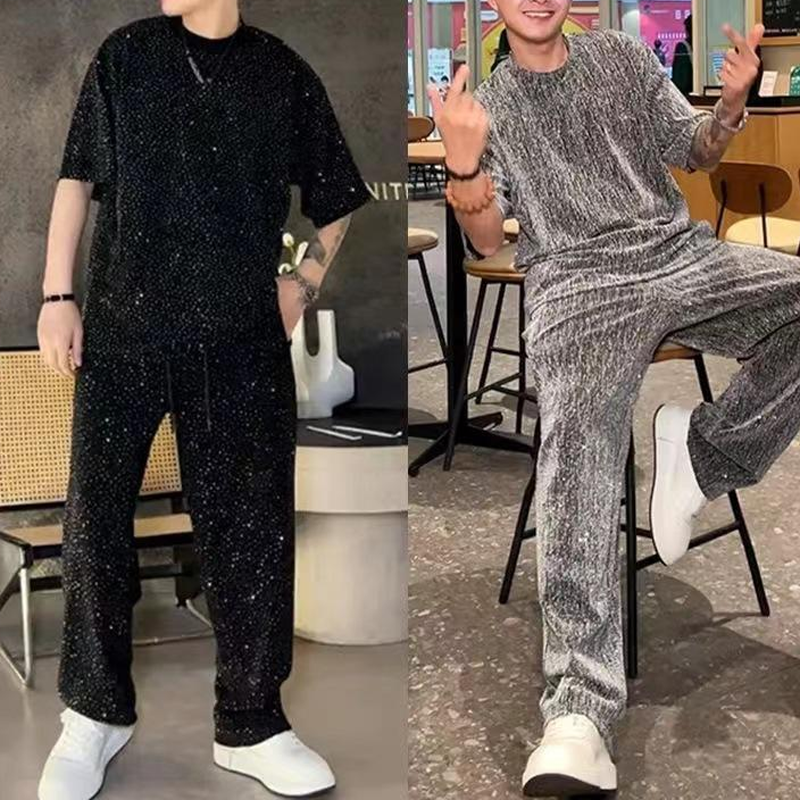 💖 Nuevo diseño para 2025 ✨Conjunto de dos piezas para hombre: camiseta de manga corta y pantalón ancho-ES