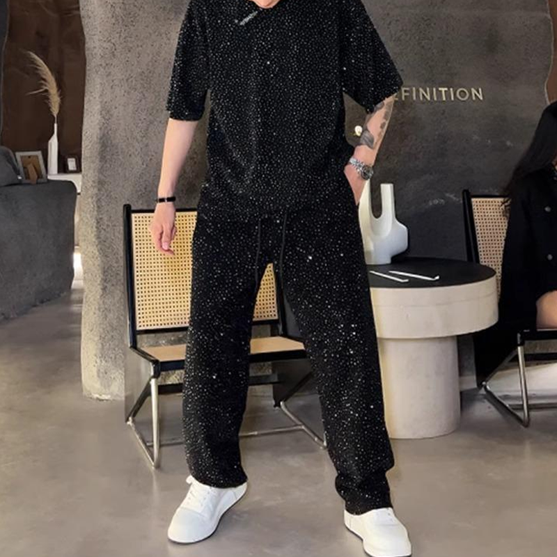💖 Nuevo diseño para 2025 ✨Conjunto de dos piezas para hombre: camiseta de manga corta y pantalón ancho-ES