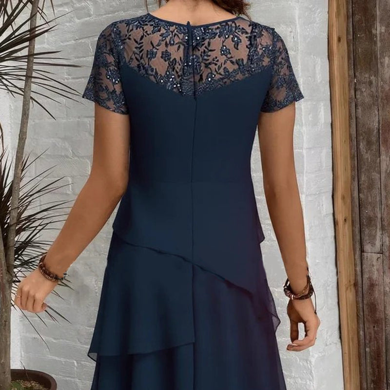 💖 [S-3XL] 👗✨️ Moteriška daugiasluoksnė tinklinė A formos midi suknelė-LT