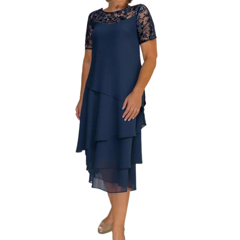 💖 [S-3XL] 👗✨️ Moteriška daugiasluoksnė tinklinė A formos midi suknelė-LT