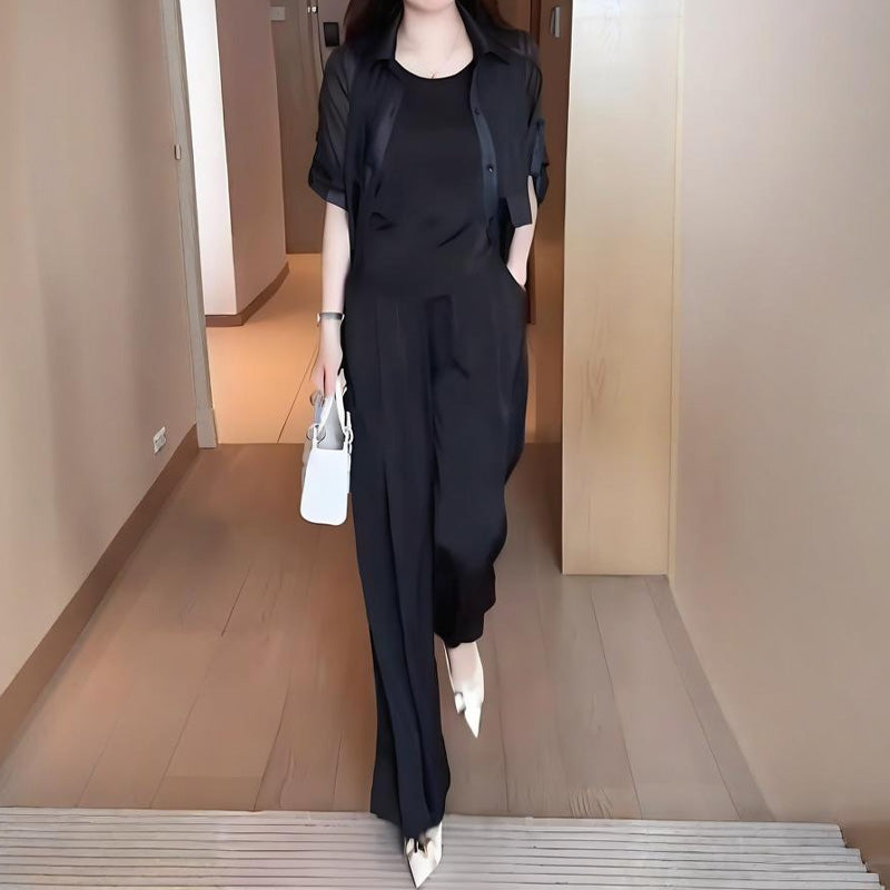 Conjunto de 3 piezas para mujer: camisa, chaleco y pantalón.-ES