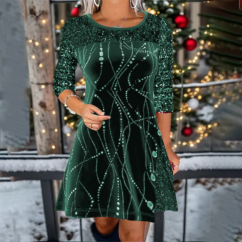 ✨Elegante vestido de lentejuelas de corte A-ES