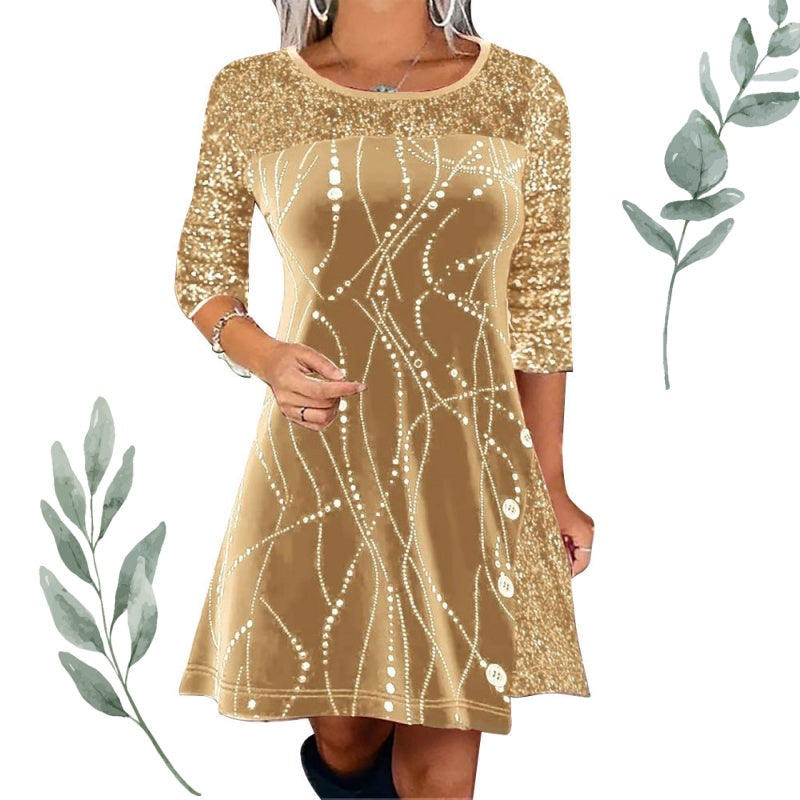 ✨Elegante vestido de lentejuelas de corte A-ES