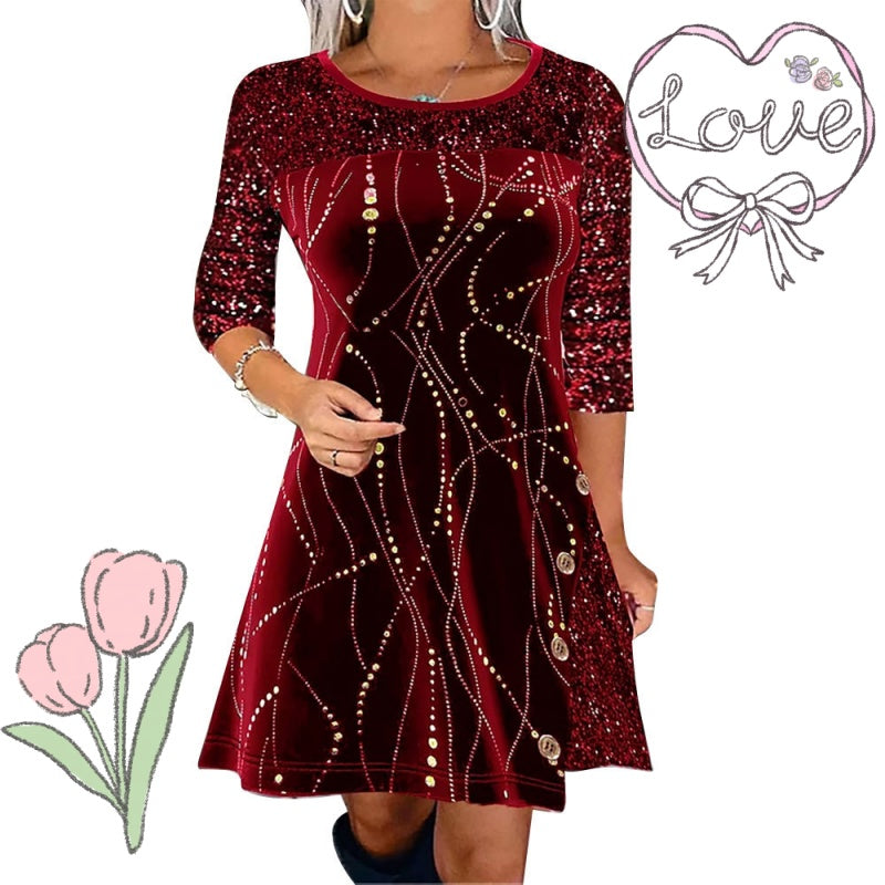 ✨Elegante vestido de lentejuelas de corte A-ES