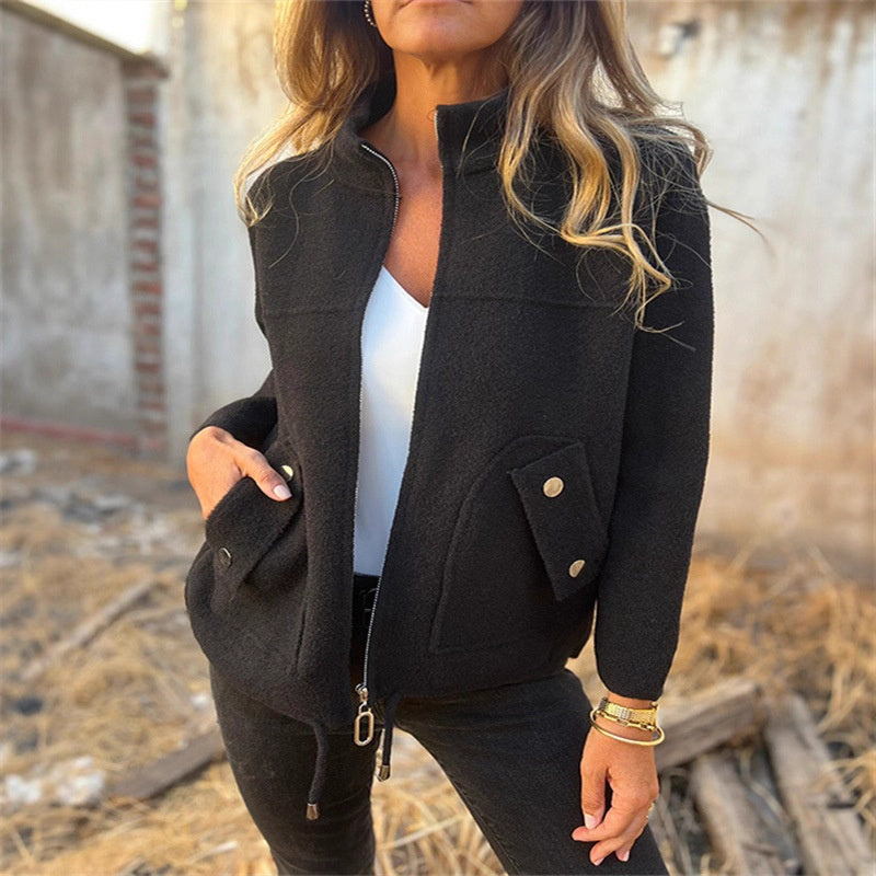 🧥 Chaqueta casual con cuello alto y cremallera-ES