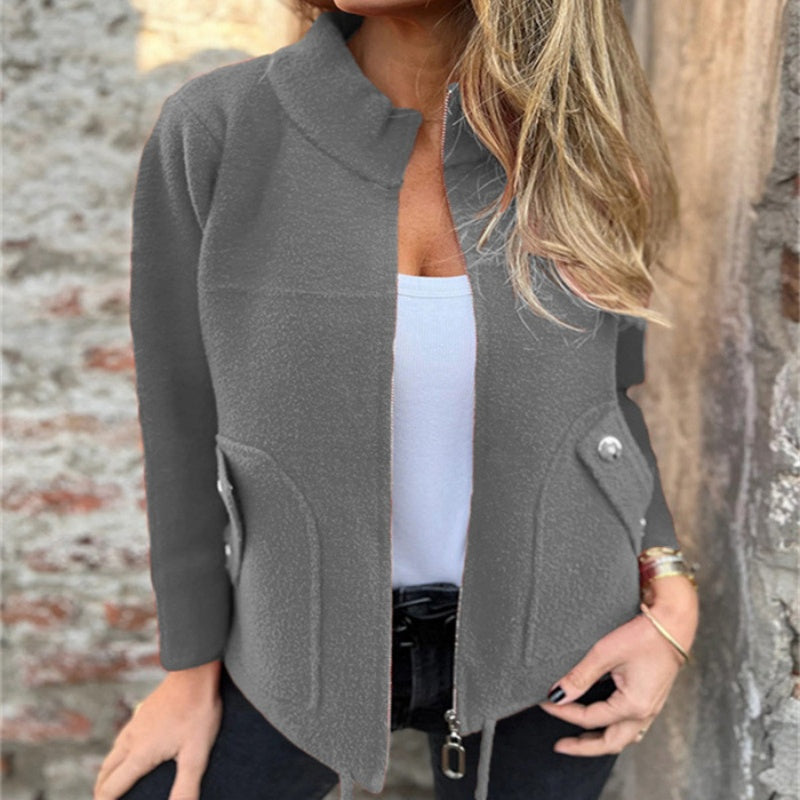 🧥 Chaqueta casual con cuello alto y cremallera-ES