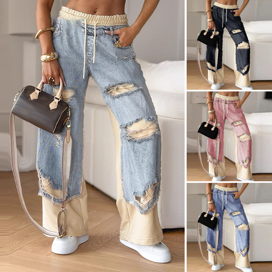 👖Široke jeans hlače z elastičnim pasom-SI