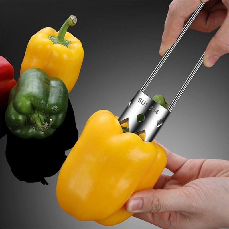 【✨Compra uno, llévate otro gratis】🍅Descorazonador universal de frutas y verduras de acero inoxidable-ES