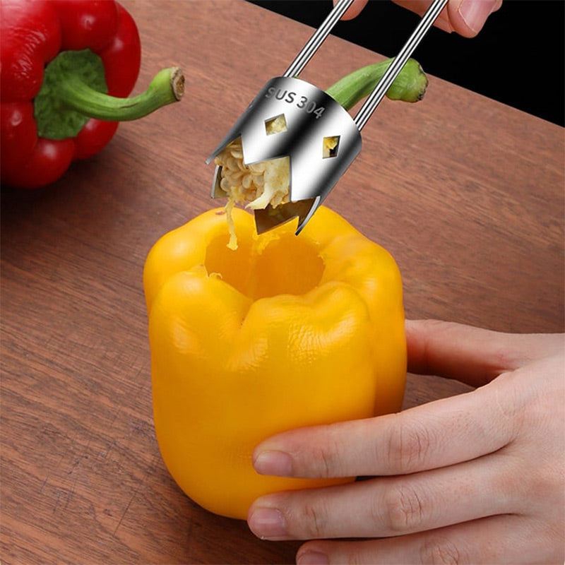 【✨Compra uno, llévate otro gratis】🍅Descorazonador universal de frutas y verduras de acero inoxidable-ES