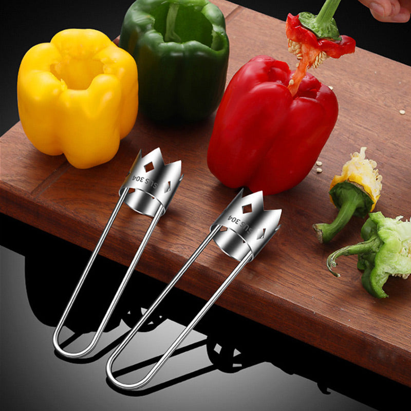 【✨Compra uno, llévate otro gratis】🍅Descorazonador universal de frutas y verduras de acero inoxidable-ES