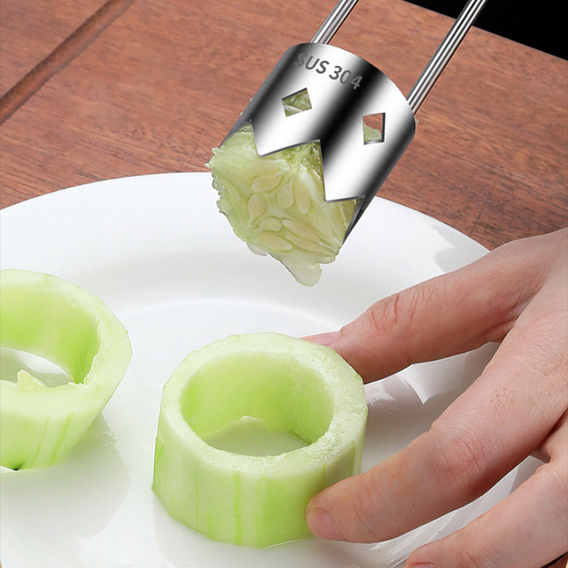 【✨Compra uno, llévate otro gratis】🍅Descorazonador universal de frutas y verduras de acero inoxidable-ES