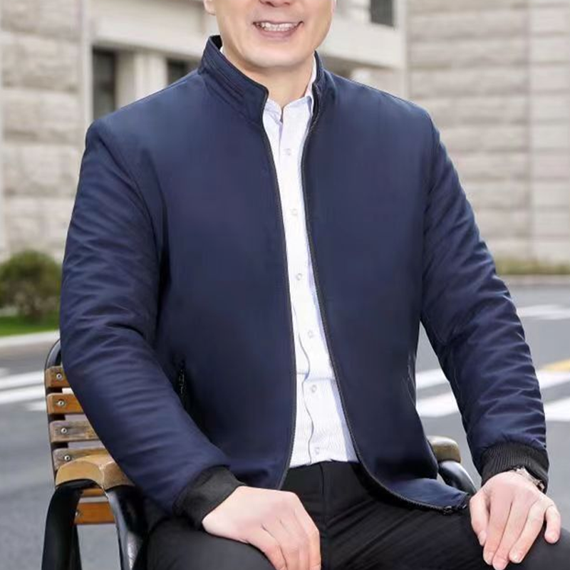 Moška enobarvna topla jakna z zadrgo - 💪Ne guba se, je odporna na veter, dež in sneg!-SI