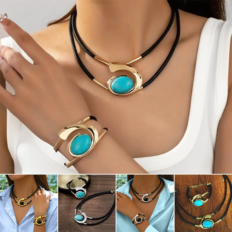 Conjunto de collar y pulsera boho vintage📿-ES