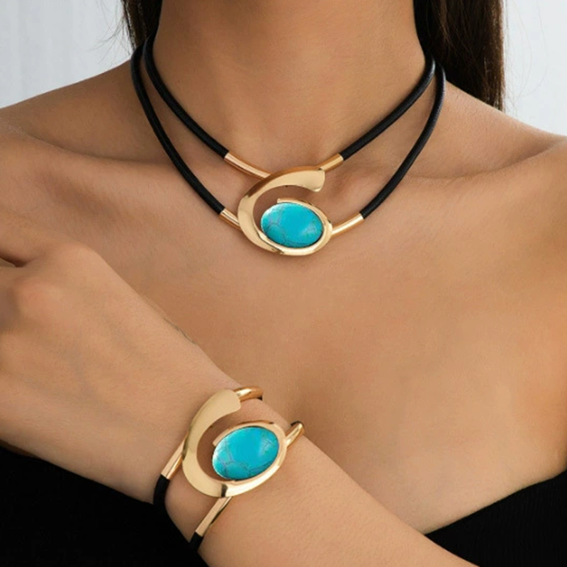 Conjunto de collar y pulsera boho vintage📿-ES