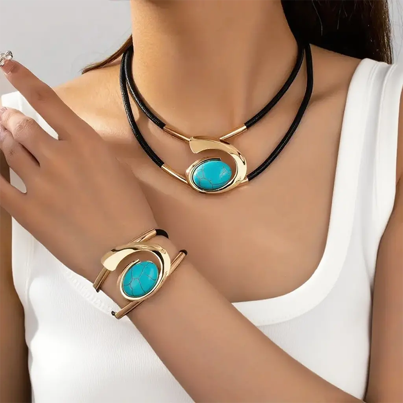 Conjunto de collar y pulsera boho vintage📿-ES
