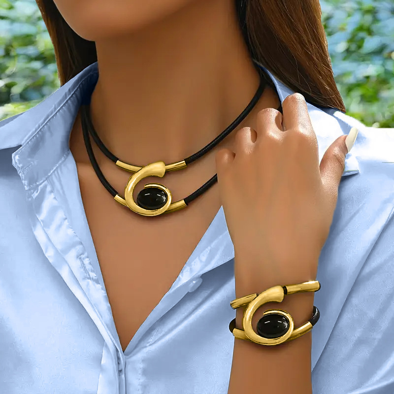 Conjunto de collar y pulsera boho vintage📿-ES
