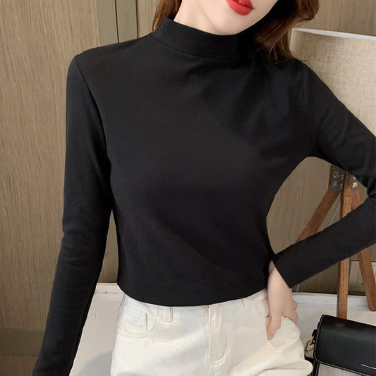 💖Udobna enobarvna ženska bluza z dolgimi rokavi in puloverjem-SI