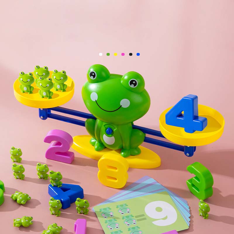 🐸Vaikiškas žaislų rinkinys su animaciniais gyvūnais ir svarstyklėmis-LT