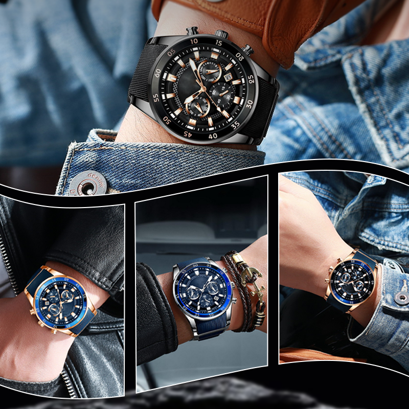 🎁 Ανδρικό αδιάβροχο πολυλειτουργικό ρολόι quartz⌚-GR