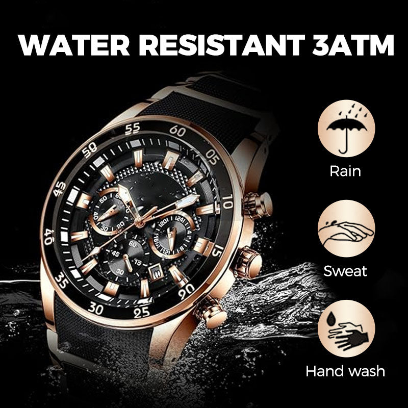 🎁 Ανδρικό αδιάβροχο πολυλειτουργικό ρολόι quartz⌚-GR