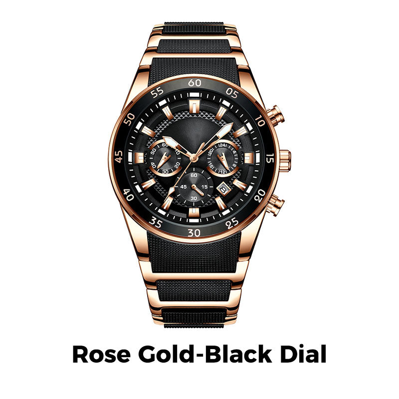 🎁 Ανδρικό αδιάβροχο πολυλειτουργικό ρολόι quartz⌚-GR