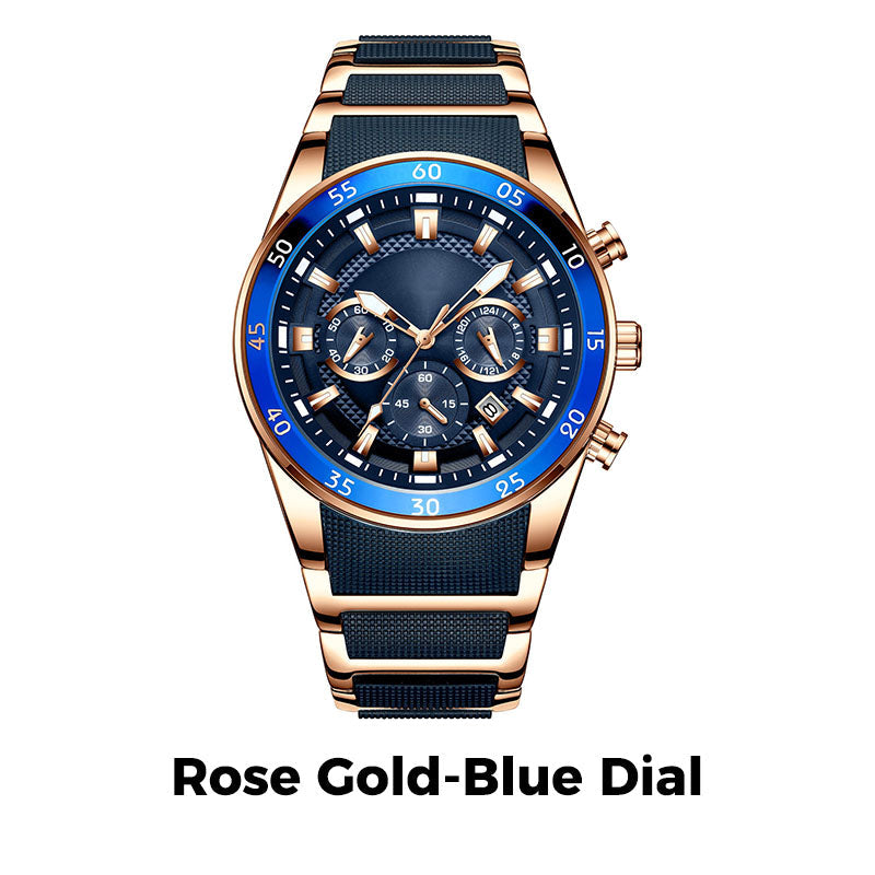 🎁 Ανδρικό αδιάβροχο πολυλειτουργικό ρολόι quartz⌚-GR