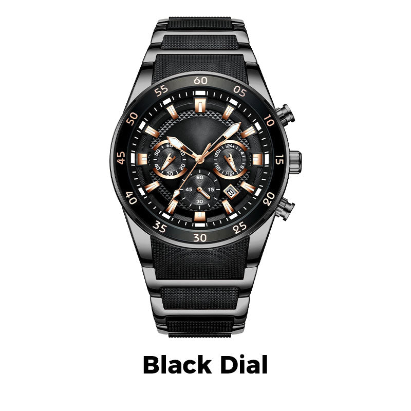 🎁 Ανδρικό αδιάβροχο πολυλειτουργικό ρολόι quartz⌚-GR