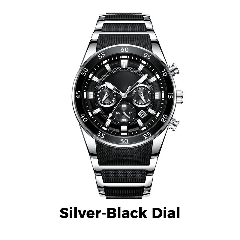 🎁 Ανδρικό αδιάβροχο πολυλειτουργικό ρολόι quartz⌚-GR
