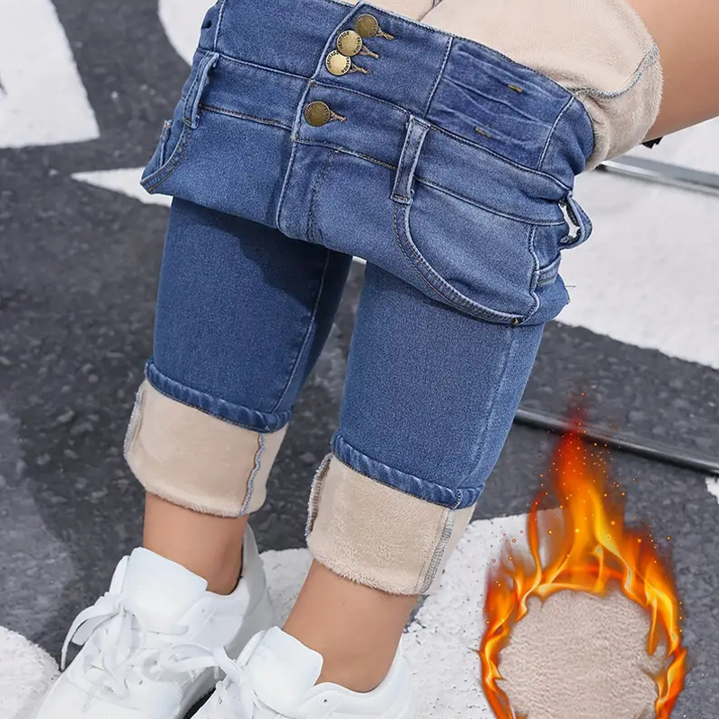 👖Ζεστό και άνετο γυναικείο τζιν παντελόνι με φλις επένδυση-GR