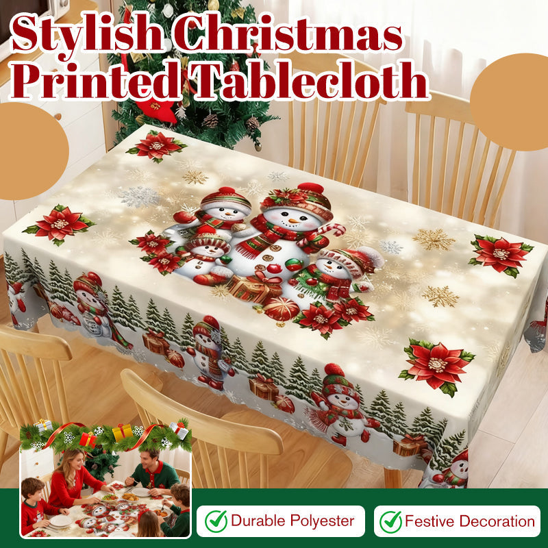 Elegante mantel con estampado navideño--ES