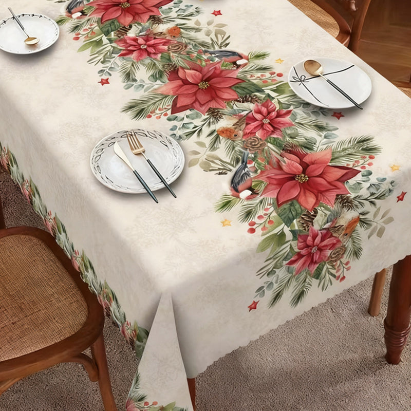 Elegante mantel con estampado navideño--ES