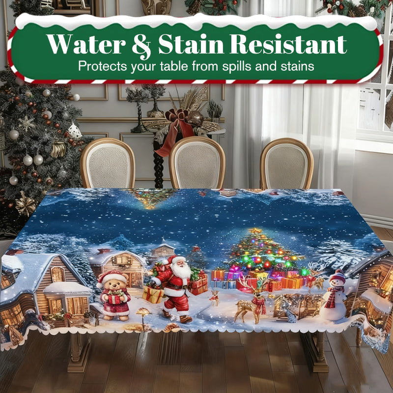 Elegante mantel con estampado navideño--ES