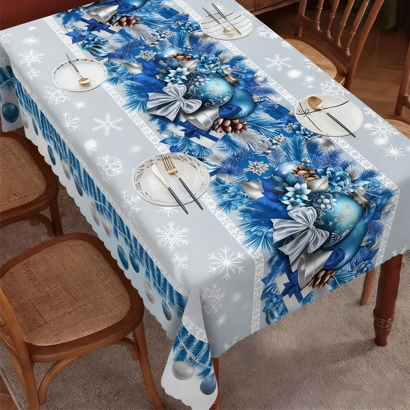 Elegante mantel con estampado navideño--ES