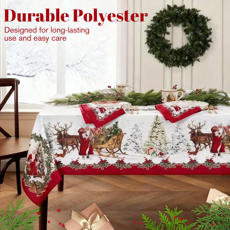 Elegante mantel con estampado navideño--ES