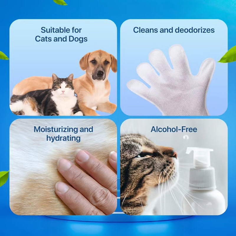 Guantes desodorizantes para limpieza de mascotas sin enjuague-ES
