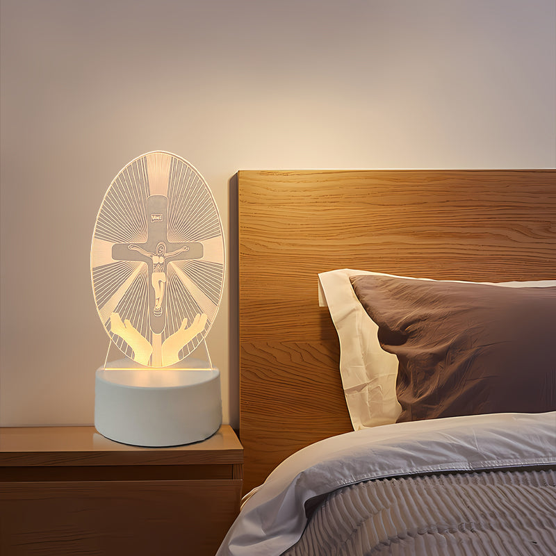 🌙 Ramybė ir tikėjimas vienoje šviesoje – 3D naktinė lempa su Jėzumi-LT