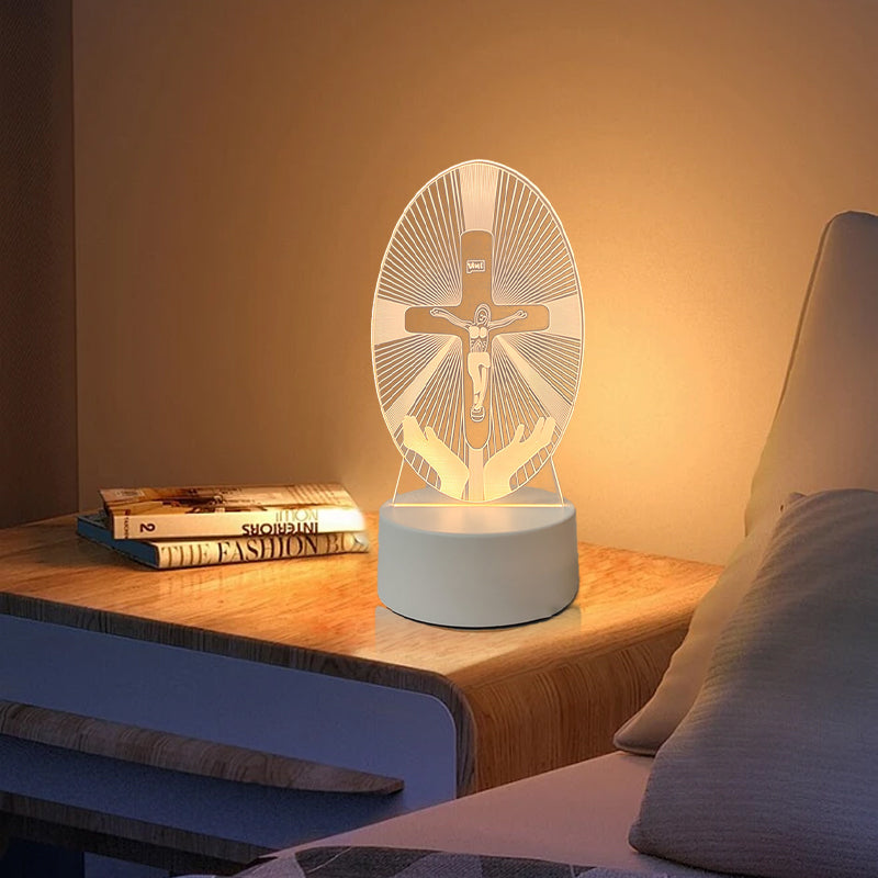 🌙 Ramybė ir tikėjimas vienoje šviesoje – 3D naktinė lempa su Jėzumi-LT