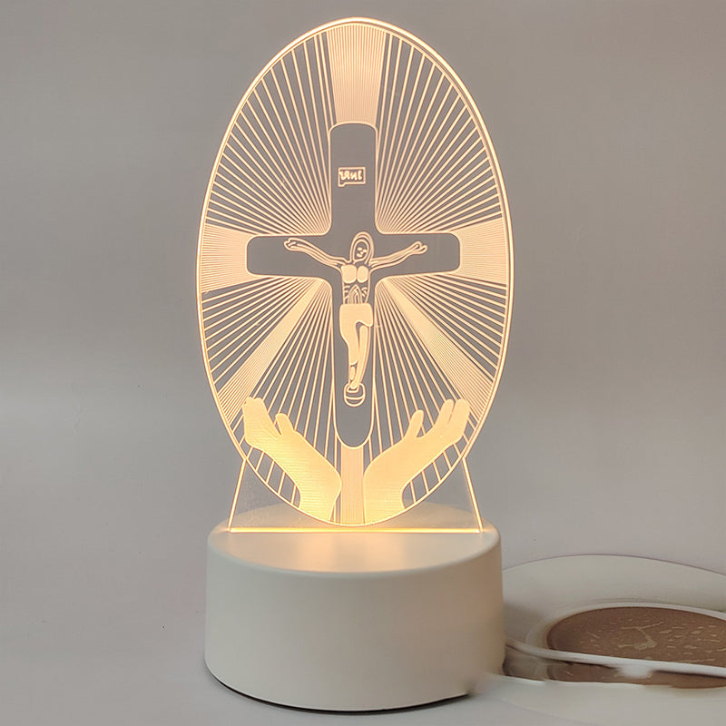 🌙 Ramybė ir tikėjimas vienoje šviesoje – 3D naktinė lempa su Jėzumi-LT