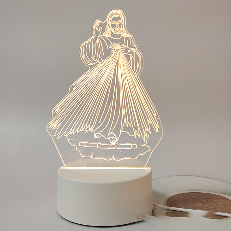 🌙 Ramybė ir tikėjimas vienoje šviesoje – 3D naktinė lempa su Jėzumi-LT