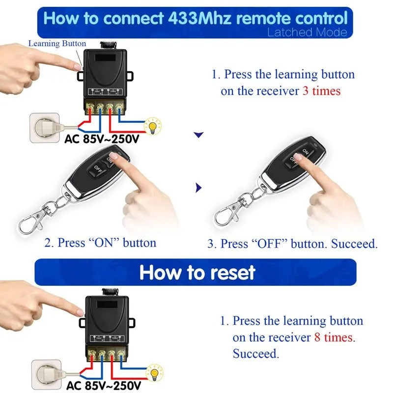 Interruptor y receptor de control remoto inalámbrico, no requiere cableado-ES