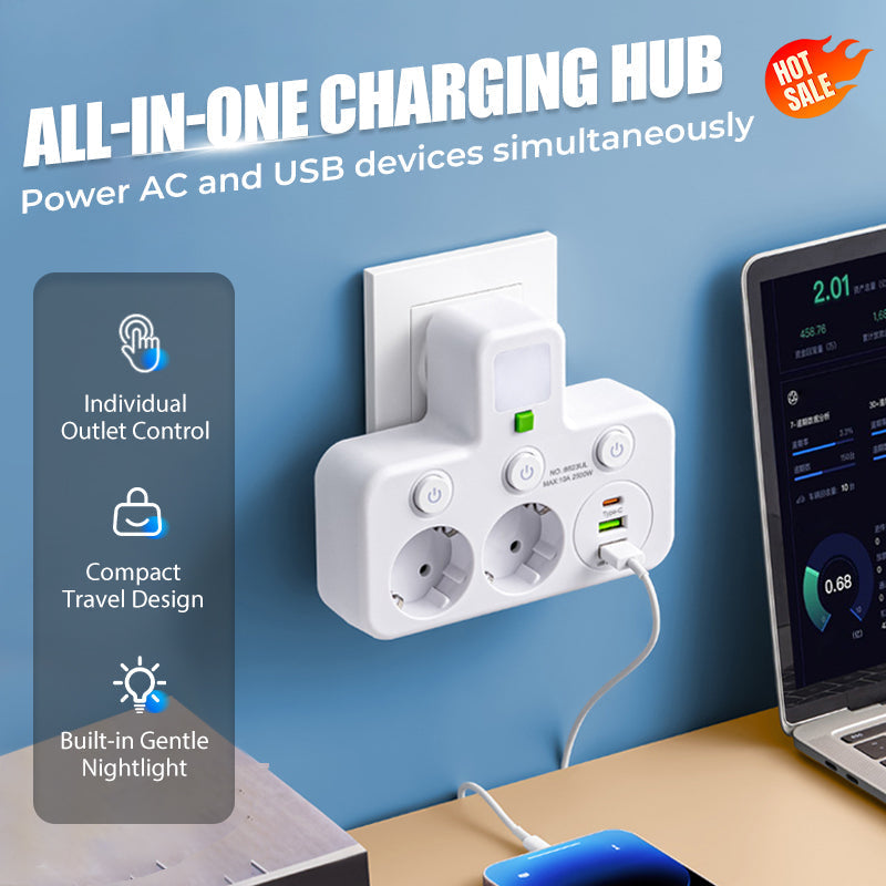 🔌⚡Pametni napajalni kabel z USB vrati (EU vtič)-SI