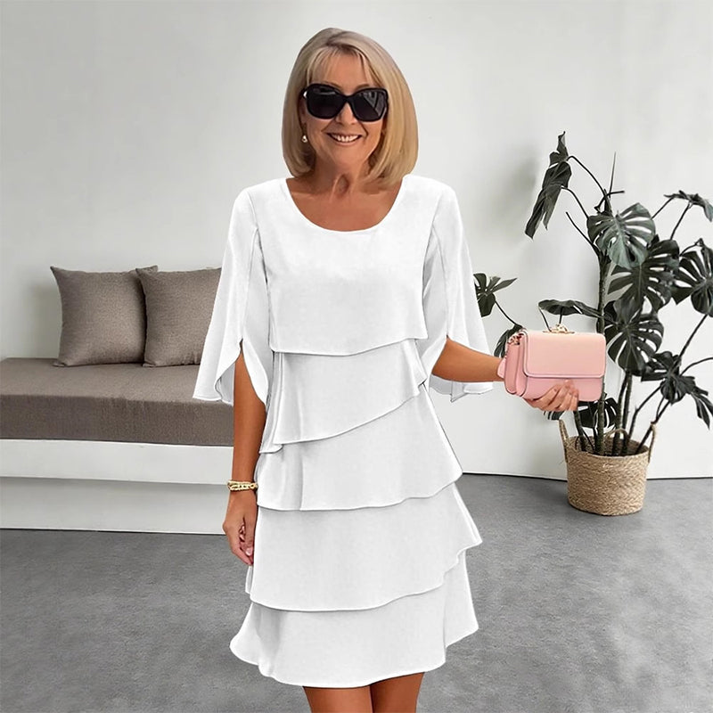 💥Elegante vestido de capas con mangas con volantes para mujer-ES