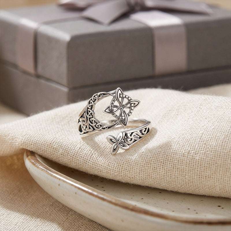 Anillo con diseño celta abierto, fabricado en plata 925-ES