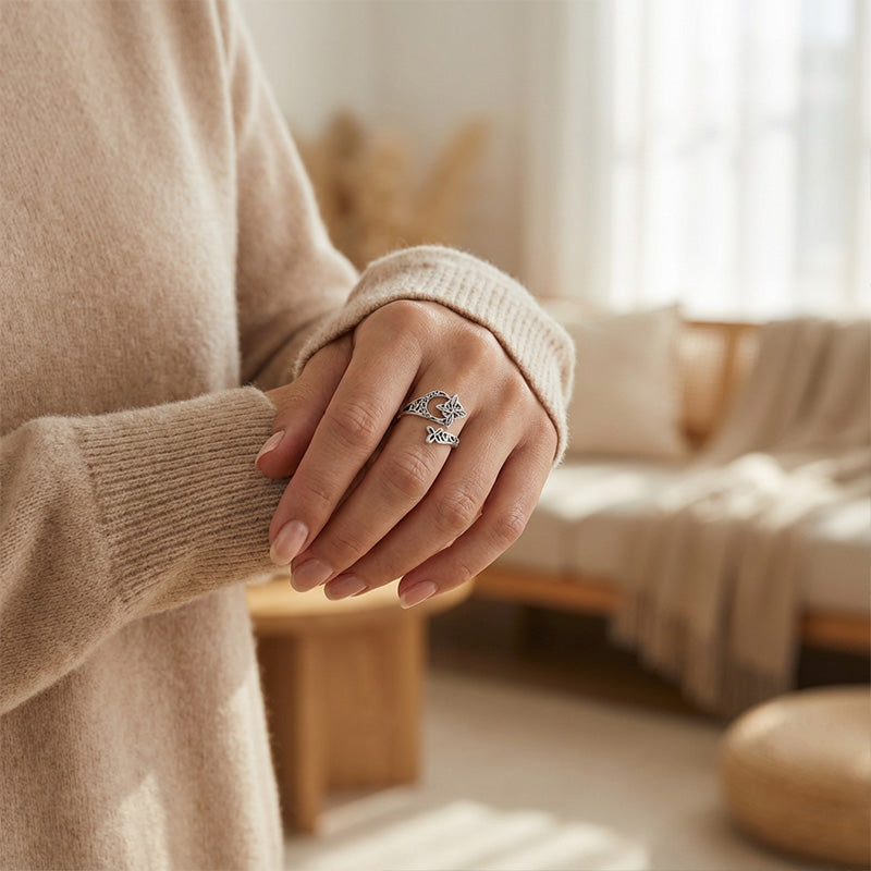 Anillo con diseño celta abierto, fabricado en plata 925-ES