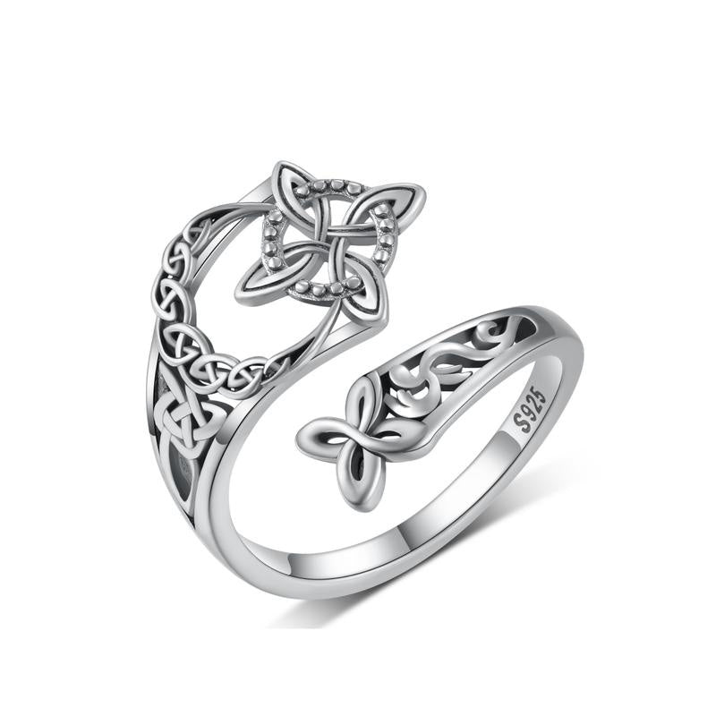 Anillo con diseño celta abierto, fabricado en plata 925-ES