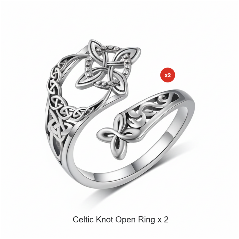 Anillo con diseño celta abierto, fabricado en plata 925-ES