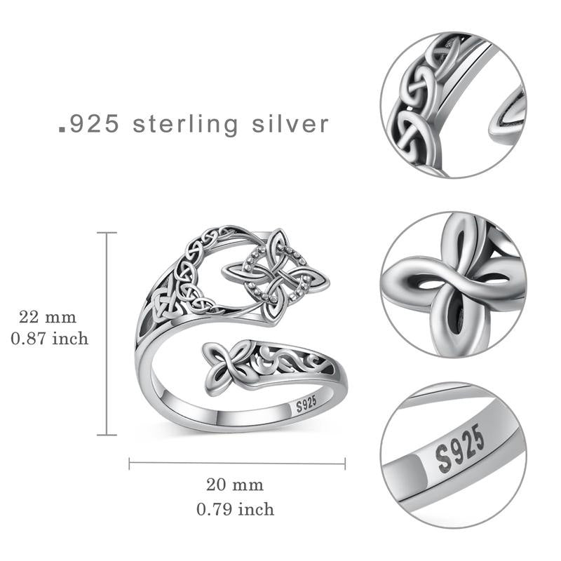 Anillo con diseño celta abierto, fabricado en plata 925-ES