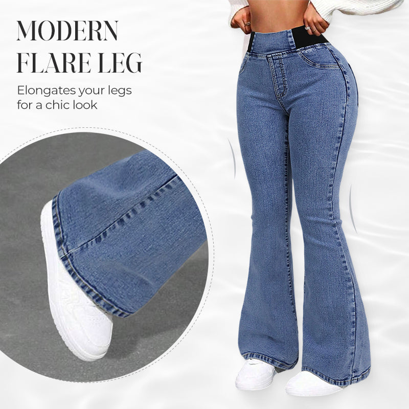👖 Γυναικεία ψηλόμεση τζιν φούστα με φαρδύ κάτω μέρος-GR
