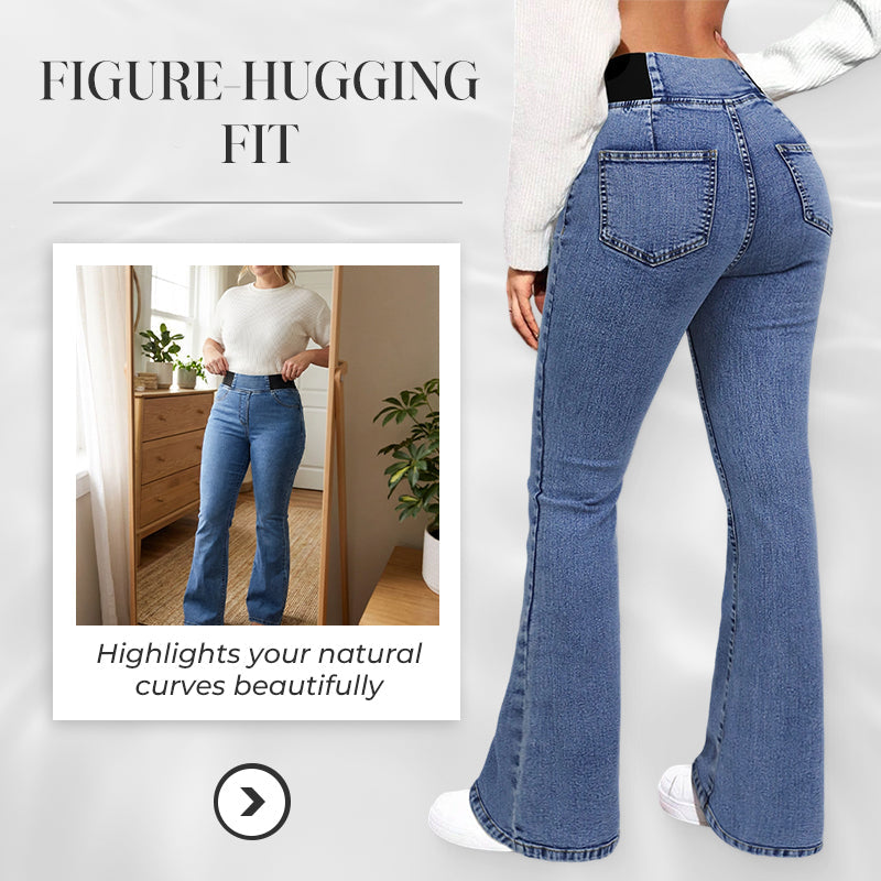 👖 Γυναικεία ψηλόμεση τζιν φούστα με φαρδύ κάτω μέρος-GR