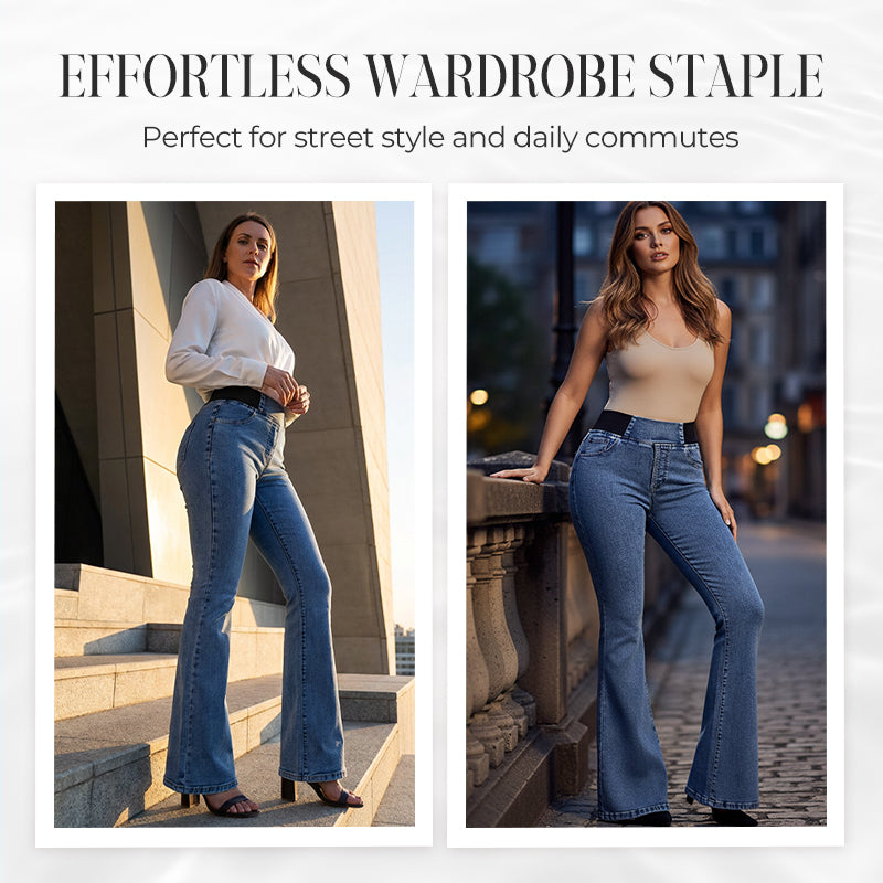 👖 Γυναικεία ψηλόμεση τζιν φούστα με φαρδύ κάτω μέρος-GR